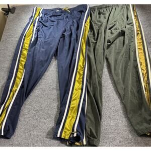 2 Pair Vintage Nike Track Pants Navy Olive Gold Side Stripe Athletic Joggers XXL